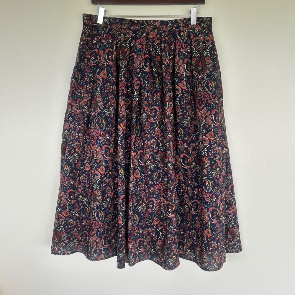 Vintage Pitlochry Scotland Wool Paisley Pleated Midi Skirt Womens 18 Cottagecore - Picture 5 of 7